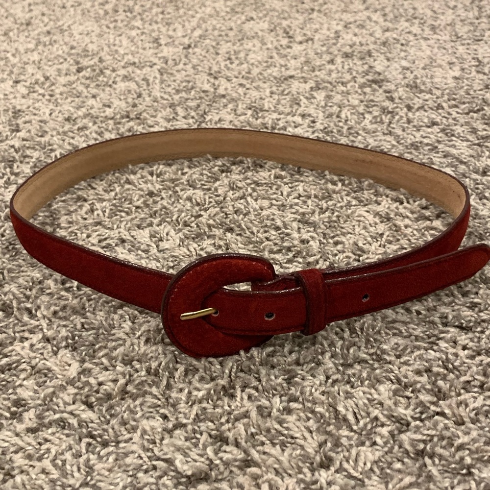 Red velvet leather belt